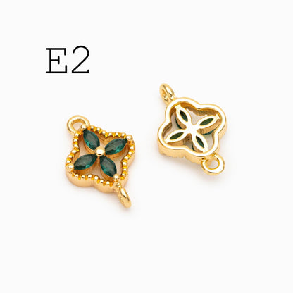10pcs Gold Flower Charms , 18K Gold plated Brass, Floral Connector Pendants (GB-3780)
