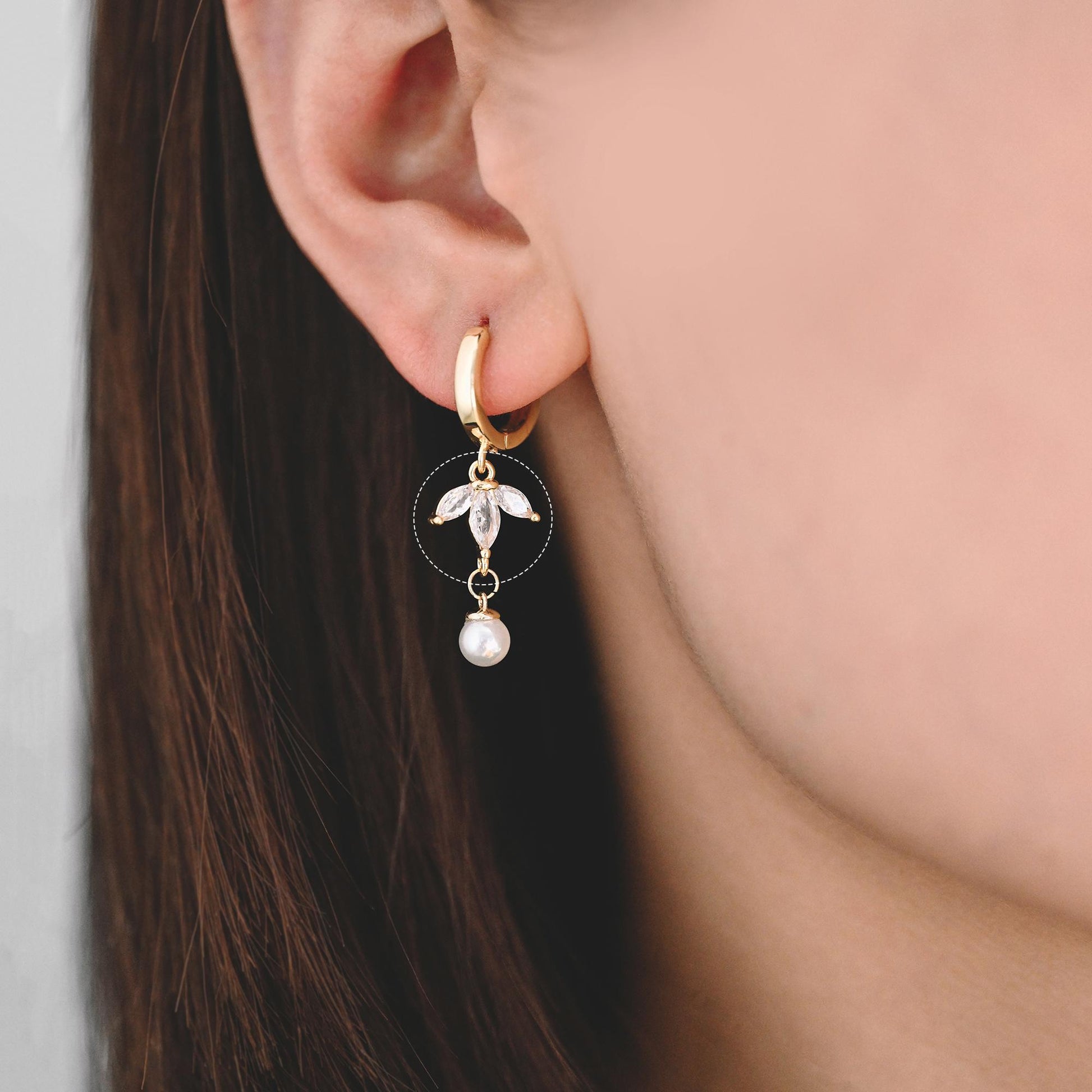 10pcs CZ Pave Flower Leaf Connector, 18K Gold plated Brass, Dainty Connector Charms (GB-3670)