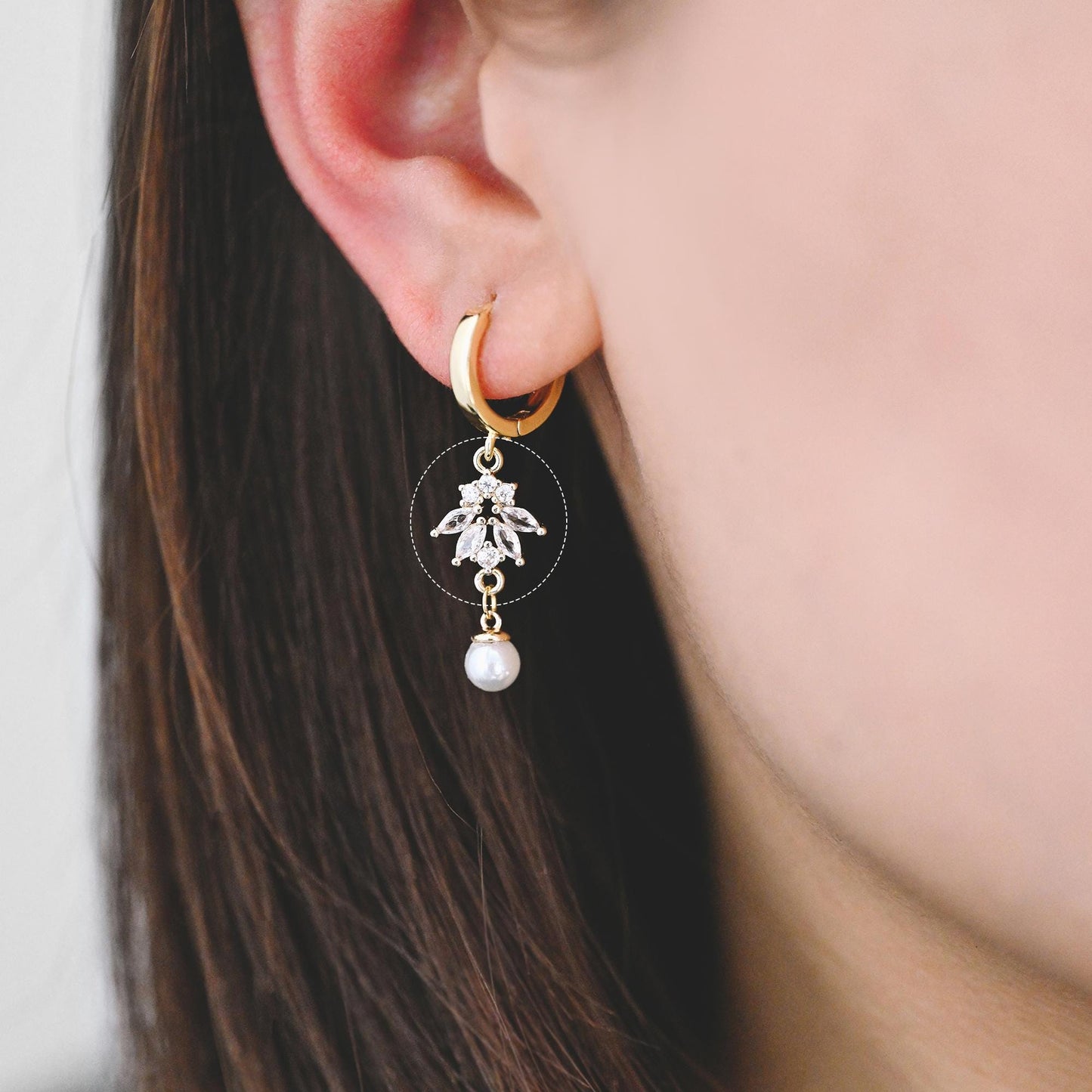 10pcs CZ Pave Flower Leaf Connector, 18K Gold plated Brass, Dainty Connector Charms (GB-3670)