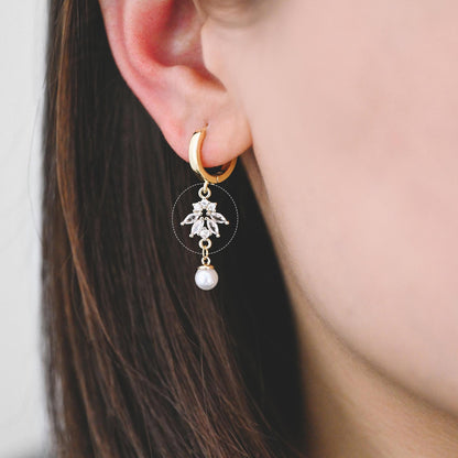 10pcs CZ Pave Flower Leaf Connector, 18K Gold plated Brass, Dainty Connector Charms (GB-3670)