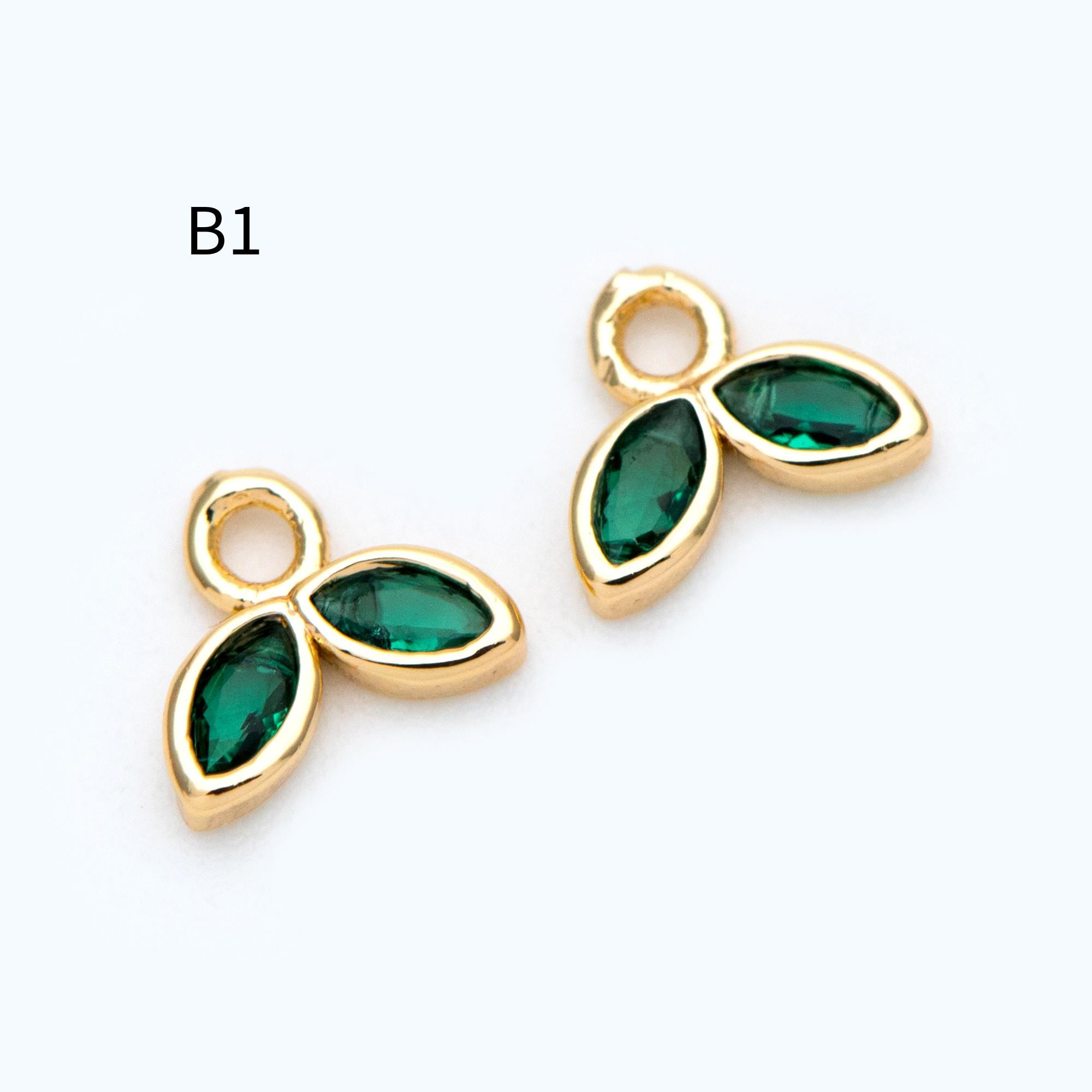 10pcs Gold/ Silver Tone Flower Leaf Charms, 18K Real Gold/ Rhodium plated Brass, Tiny Floral Pendants (GB-1762)