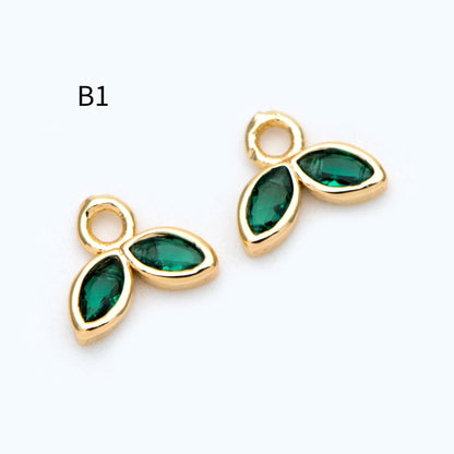 10pcs Gold/ Silver Tone Flower Leaf Charms, 18K Real Gold/ Rhodium plated Brass, Tiny Floral Pendants (GB-1762)