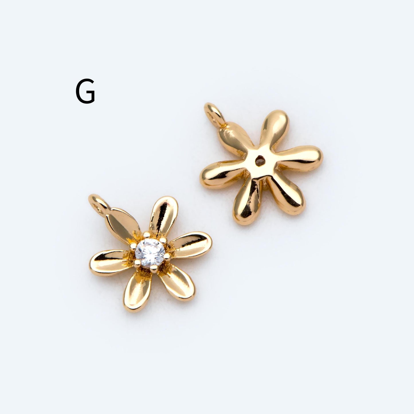 10pcs Gold/ Silver Tone Flower Leaf Charms, 18K Real Gold/ Rhodium plated Brass, Tiny Floral Pendants (GB-1762)