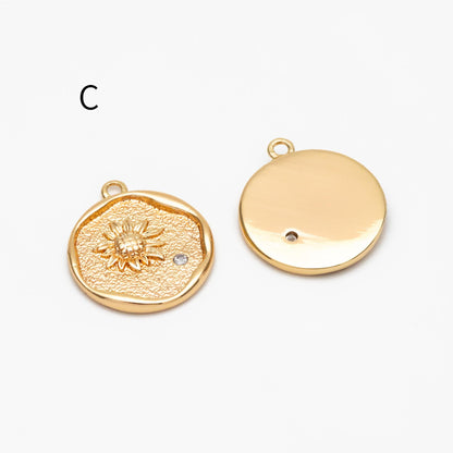 4pcs Gold Flower Charms, 18K Gold plated Brass, Flower Earring Pendants (GB-1281)