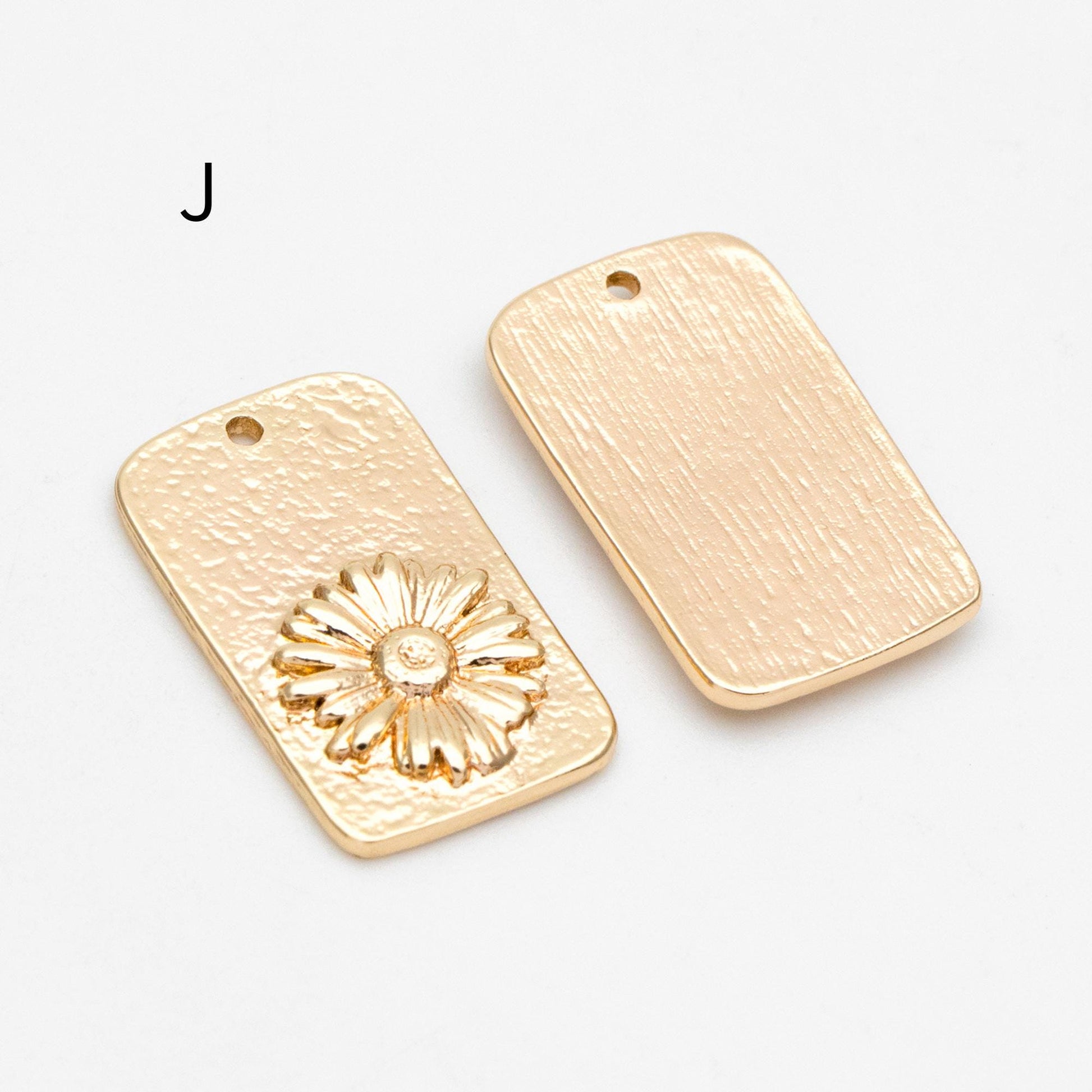 4pcs Gold Flower Charms, 18K Gold plated Brass, Flower Earring Pendants (GB-1281)