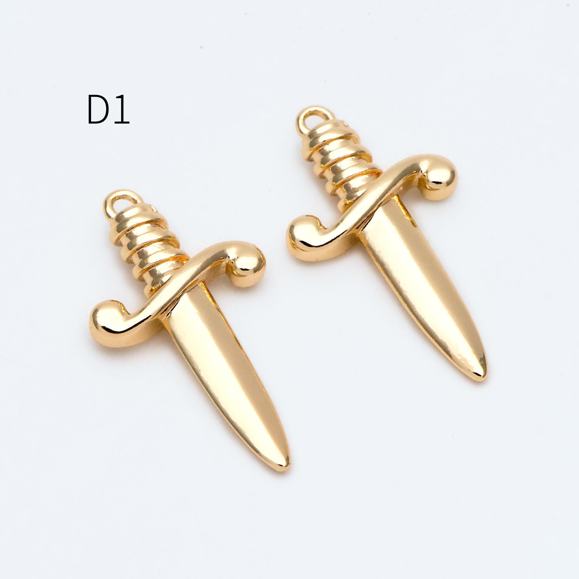 10pcs Gold/ Silver Tone Dirk Charm, Weapon Charm, Sword Charm, Dagger Charm (GB-2185)