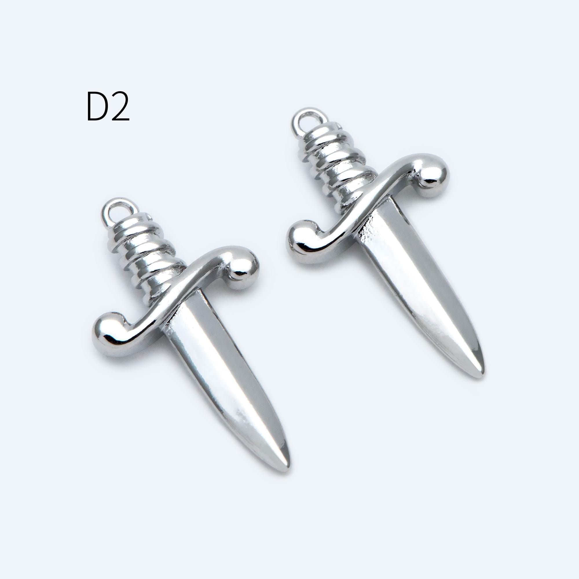 10pcs Gold/ Silver Tone Dirk Charm, Weapon Charm, Sword Charm, Dagger Charm (GB-2185)