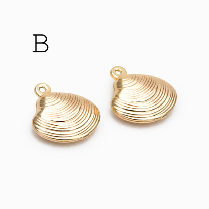 10pcs Gold/ Silver tone Seashell Charms , 18K Gold/ Rhodium plated Brass, Dainty Shell Dangle Pendants (GB-2680)