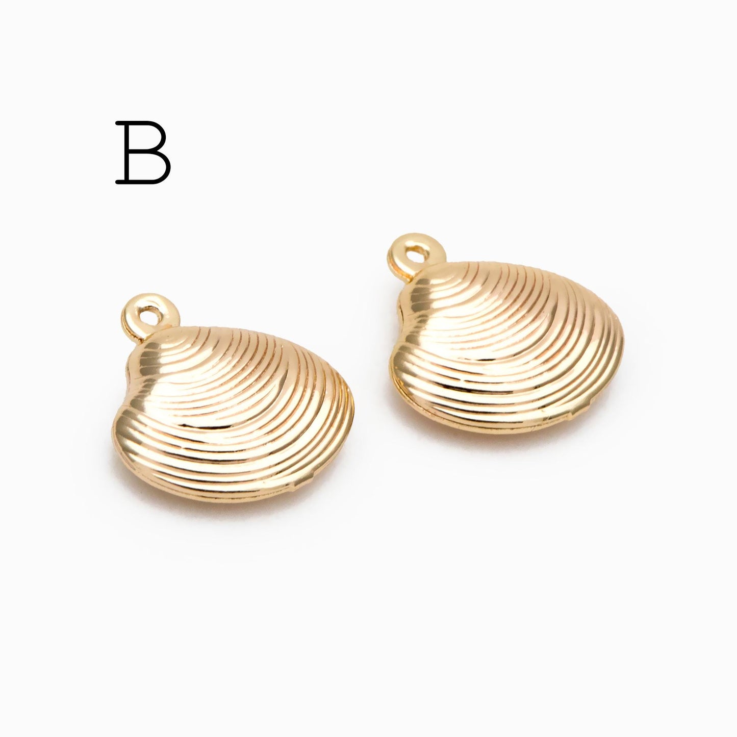 10pcs Gold/ Silver tone Seashell Charms , 18K Gold/ Rhodium plated Brass, Dainty Shell Dangle Pendants (GB-2680)