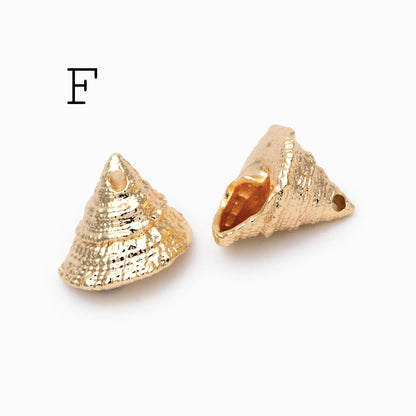 10pcs Gold/ Silver tone Seashell Charms , 18K Gold/ Rhodium plated Brass, Dainty Shell Dangle Pendants (GB-2680)