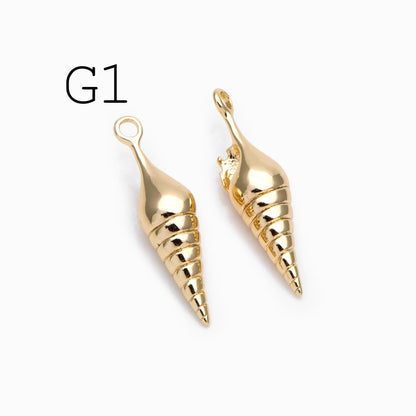 10pcs Gold/ Silver tone Seashell Charms , 18K Gold/ Rhodium plated Brass, Dainty Shell Dangle Pendants (GB-2680)
