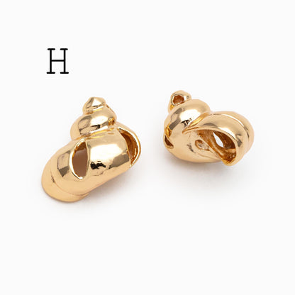 10pcs Gold/ Silver tone Seashell Charms , 18K Gold/ Rhodium plated Brass, Dainty Shell Dangle Pendants (GB-2680)