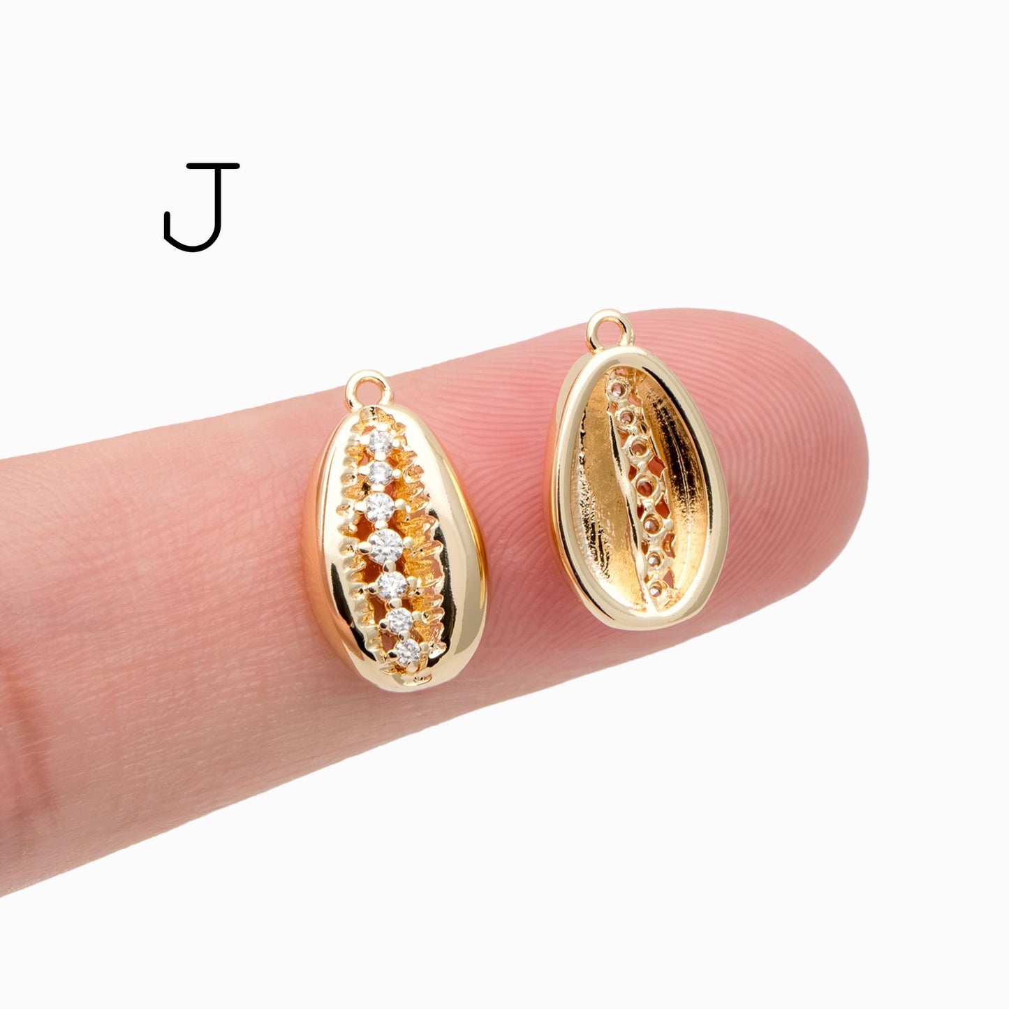 10pcs Gold/ Silver tone Seashell Charms , 18K Gold/ Rhodium plated Brass, Dainty Shell Dangle Pendants (GB-2680)