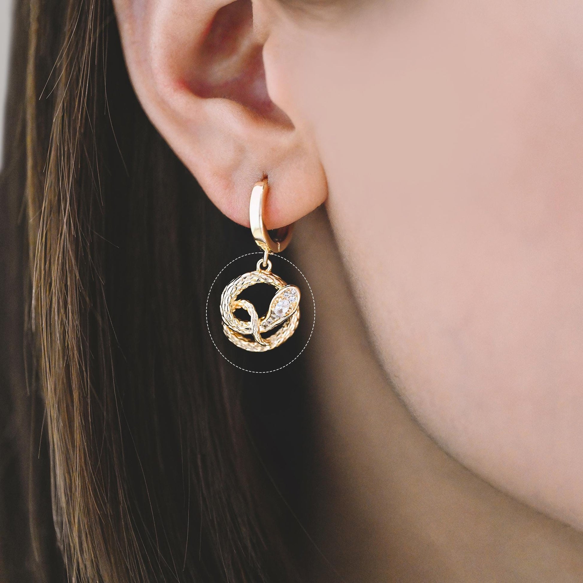 4pcs Gold Snake Charm, 18K Gold Plated Brass, Snake Necklace charm, Snake Jewelry, Snake Pendant (GB-2756)