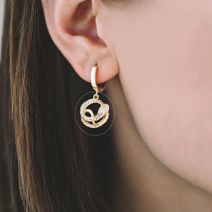 4pcs Gold Snake Charm, 18K Gold Plated Brass, Snake Necklace charm, Snake Jewelry, Snake Pendant (GB-2756)