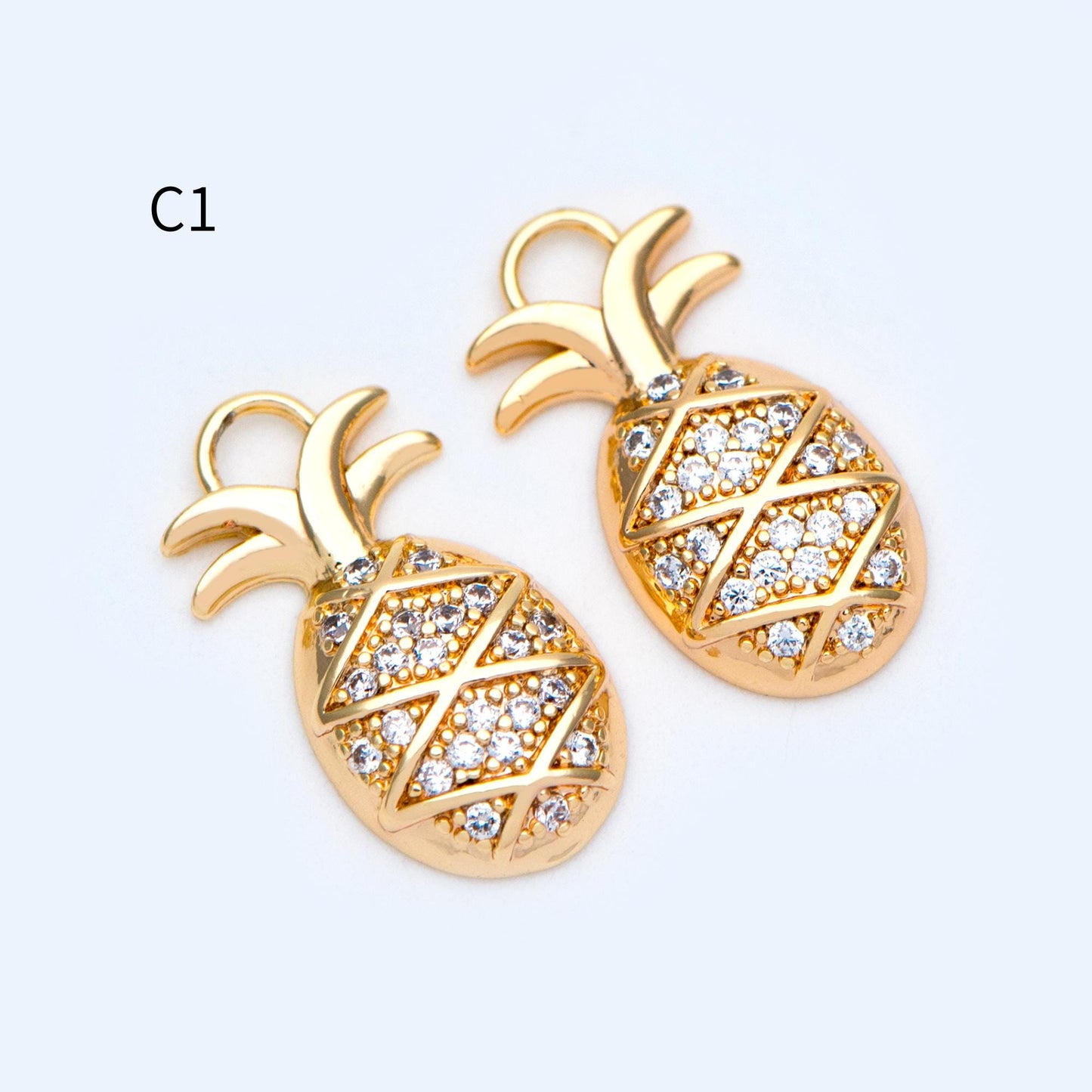 4pcs Gold/ Silver Tone Pineapple Charms , 18K Gold/ Rhodium plated Brass Pineapple Pendants (GB-4095)