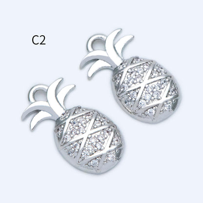 4pcs Gold/ Silver Tone Pineapple Charms , 18K Gold/ Rhodium plated Brass Pineapple Pendants (GB-4095)