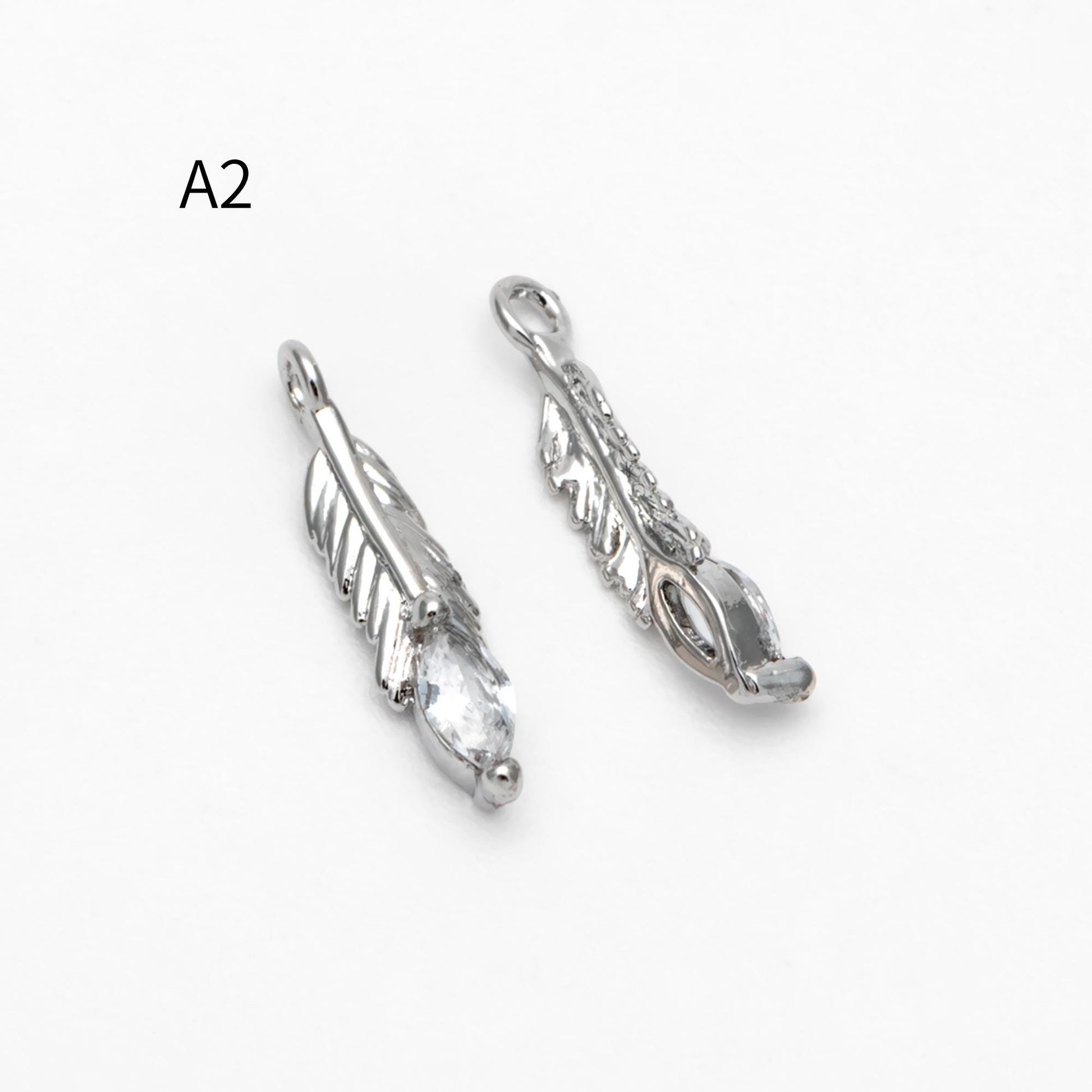 4pcs Gold/ Silver Tone Wing Charms , Real 18K Gold/ Rhodium plated Brass Wing Pendants , Color Not Easily Tarnish (GB-383)