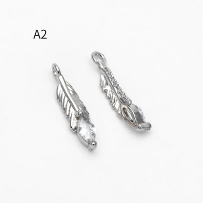 4pcs Gold/ Silver Tone Wing Charms , Real 18K Gold/ Rhodium plated Brass Wing Pendants , Color Not Easily Tarnish (GB-383)