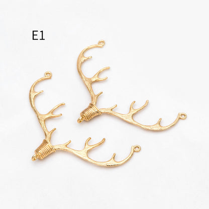4pcs Gold/ Silver Tone Deer horn Connector, 18K Gold/ Rhodium plated Brass, Deer Horn Antlers Connector Charms (GB-427)