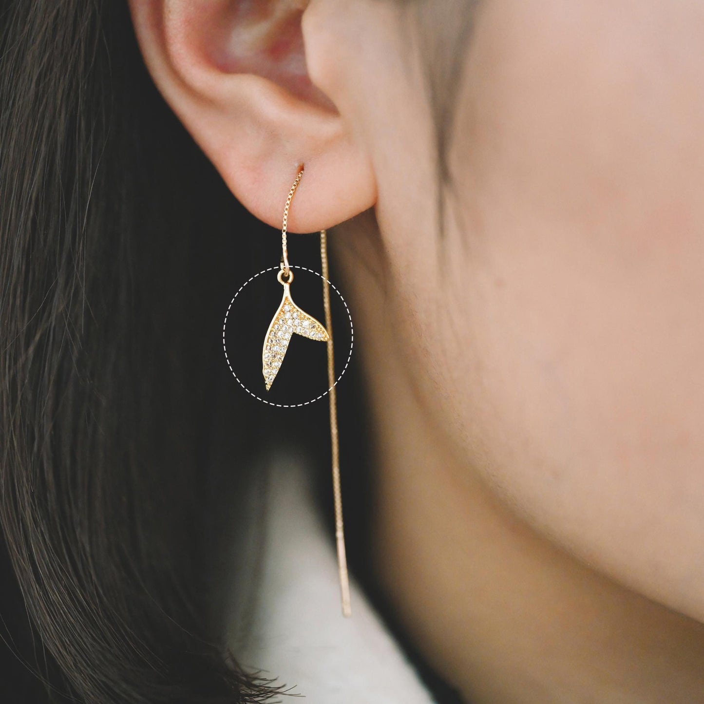 4pcs Gold Whale Tail Charms , Real Gold plated Brass, Mermaid Tail Pendants (GB-1156)