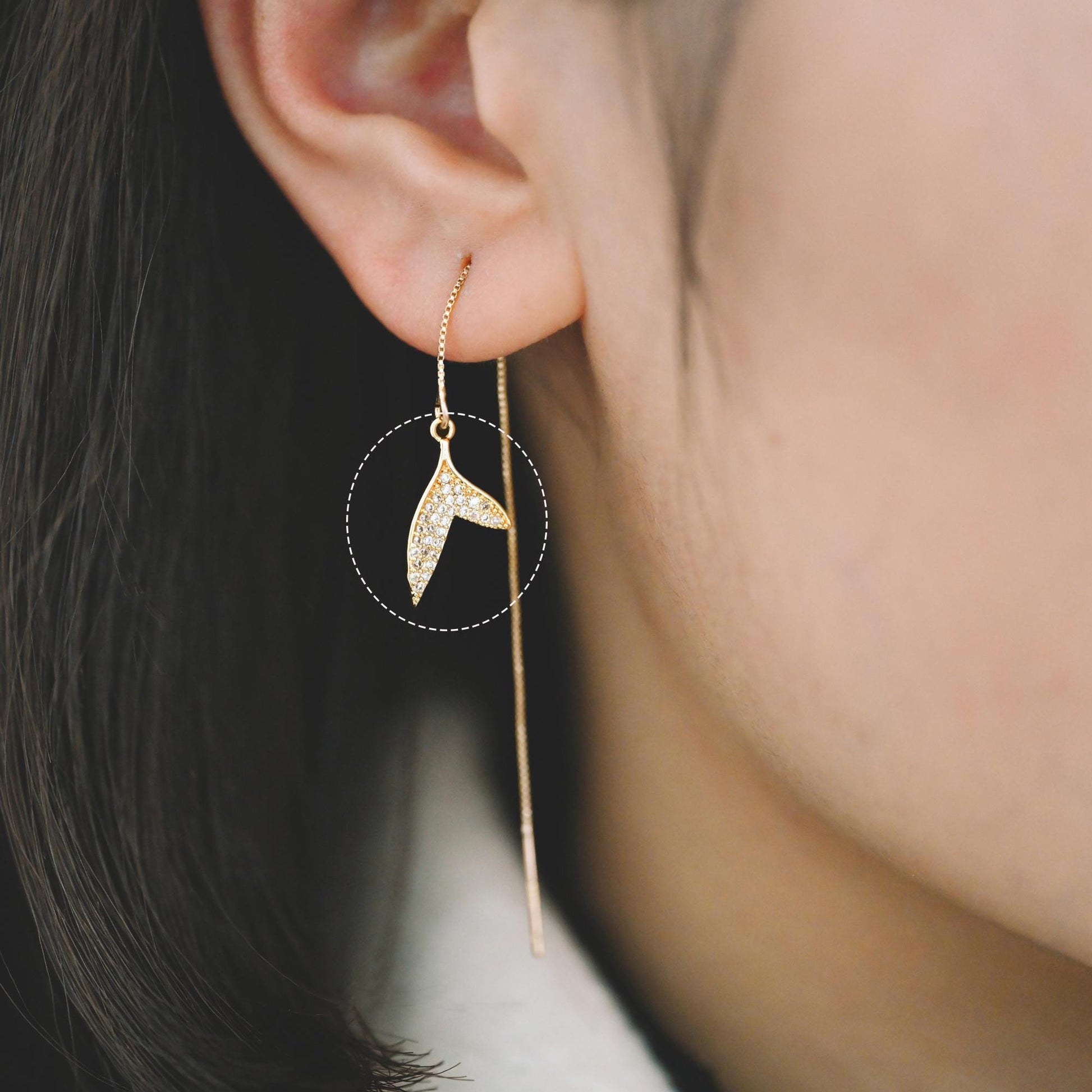 4pcs Gold Whale Tail Charms , Real Gold plated Brass, Mermaid Tail Pendants (GB-1156)