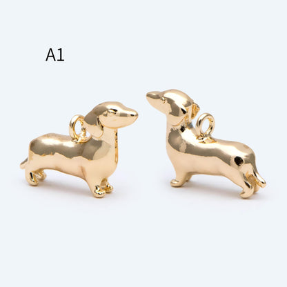 10pcs Gold/ Silver 3D Dog Charm, Gold/ Rhodium plated Brass, Jewelry Making, Diy Material, Jewelry Supplies (GB-2668)