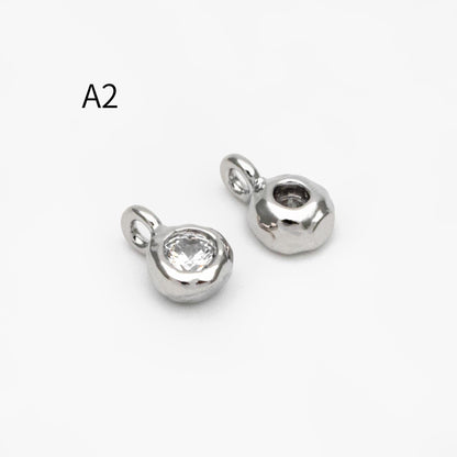 10pcs Gold/ Silver Tone Zircon Charms, Gold/ Rhodium plated Brass, White Stone Charm Connectors (GB-3897)