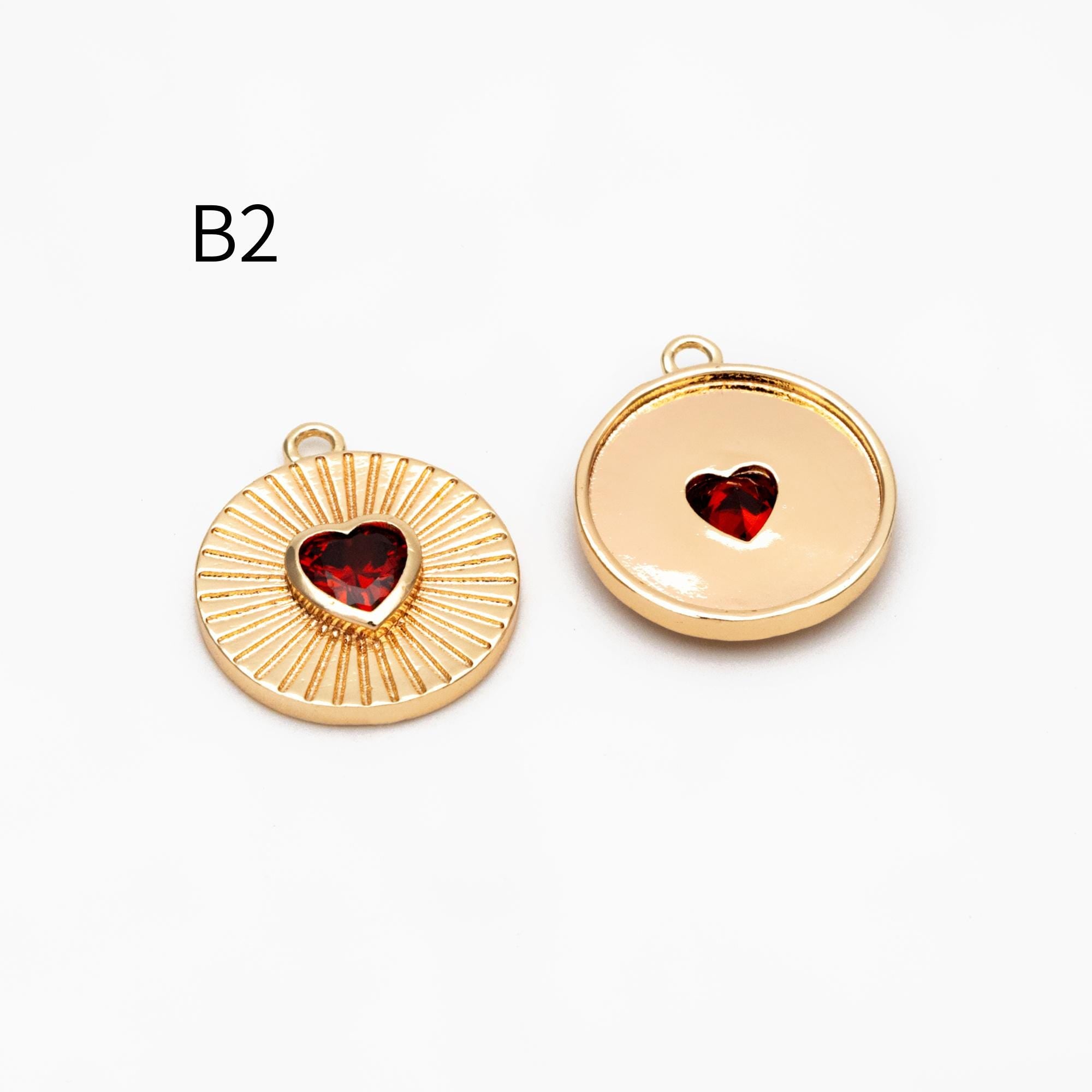 4pcs CZ Pave Gold Heart Charms , 18K Gold plated Brass, Dainty Heart Pendants (GB-4409)