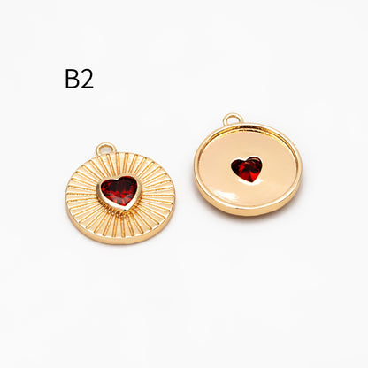 4pcs CZ Pave Gold Heart Charms , 18K Gold plated Brass, Dainty Heart Pendants (GB-4409)