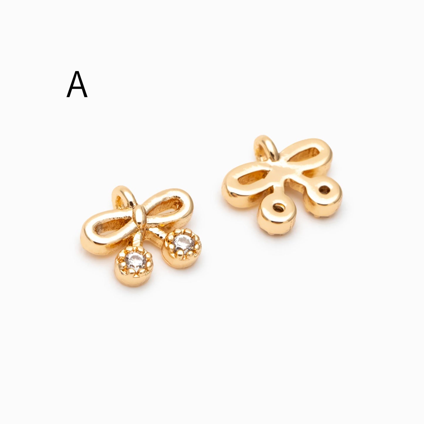 10pcs Gold/ Silver Bowknot Charms 18mm, Christmas Pendants, Bow Knot Pendant (#GB-2745)