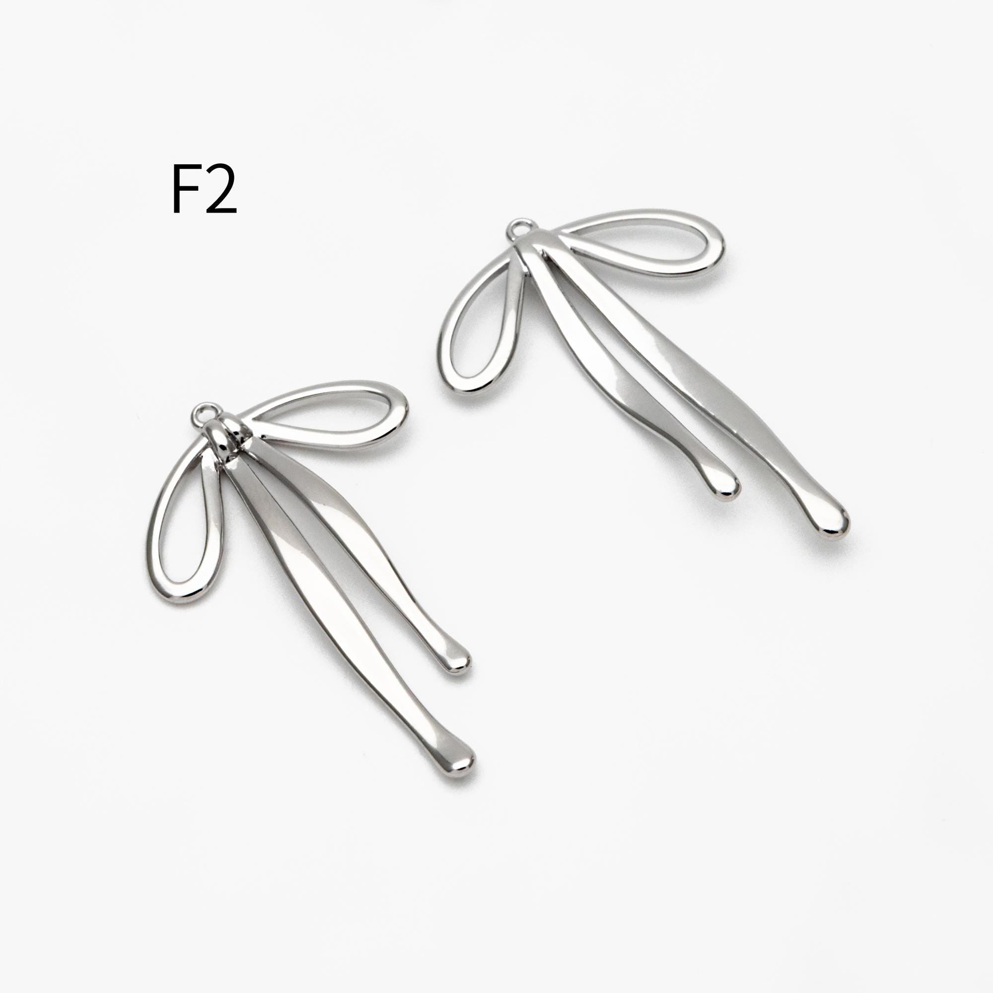 10pcs Gold/ Silver Bowknot Charms 18mm, Christmas Pendants, Bow Knot Pendant (#GB-2745)