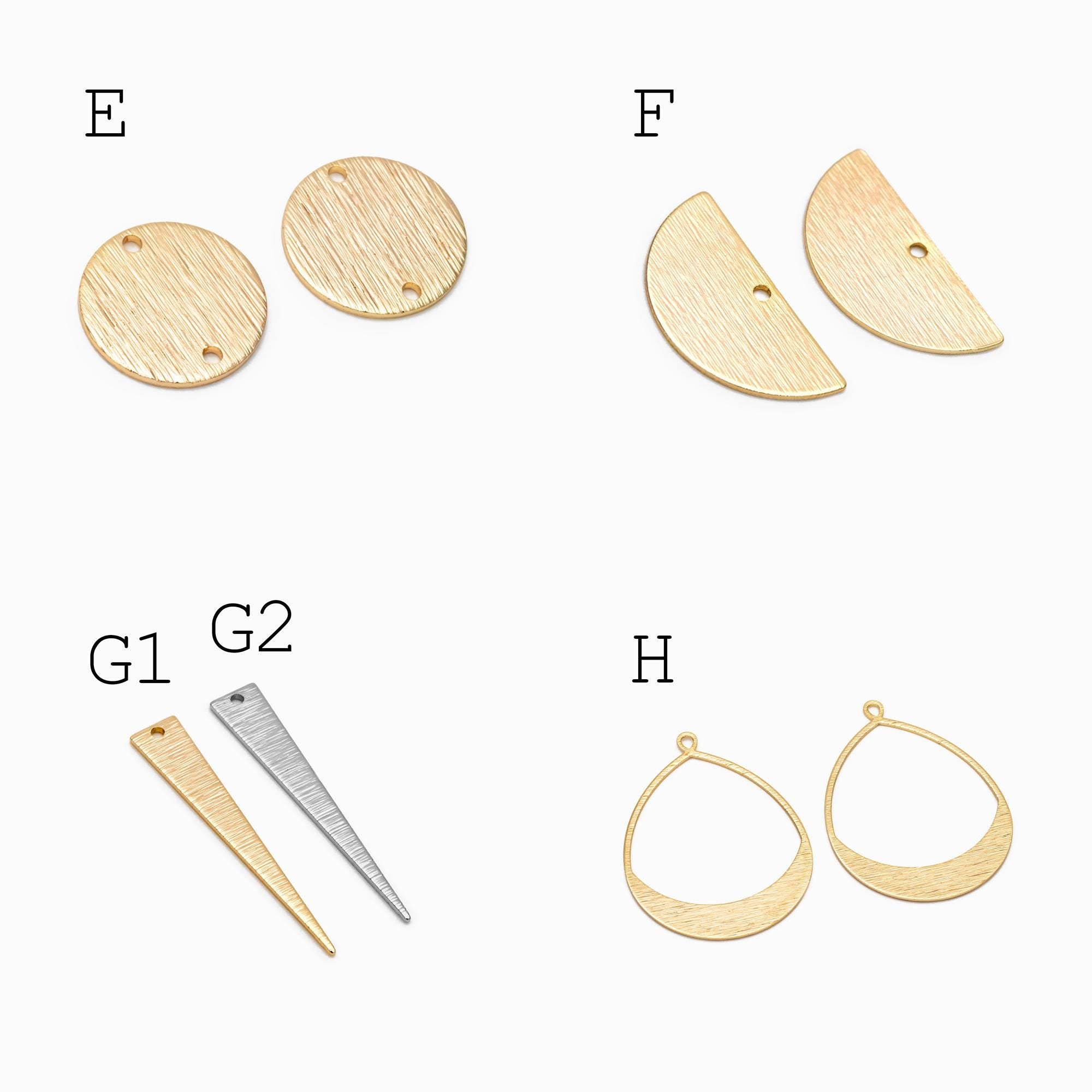 10pcs Gold/ Silver Brushed Geometric Charm Connectors, 18K Gold/ Rhodium Plated Brass Earring Findings (GB-3817)