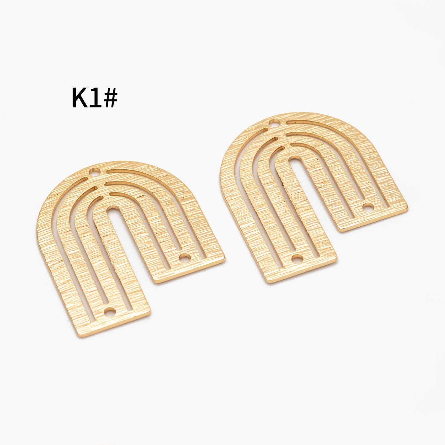 10pcs Gold/ Silver Brushed Geometric Charm Connectors, 18K Gold/ Rhodium Plated Brass Earring Findings (GB-3817)