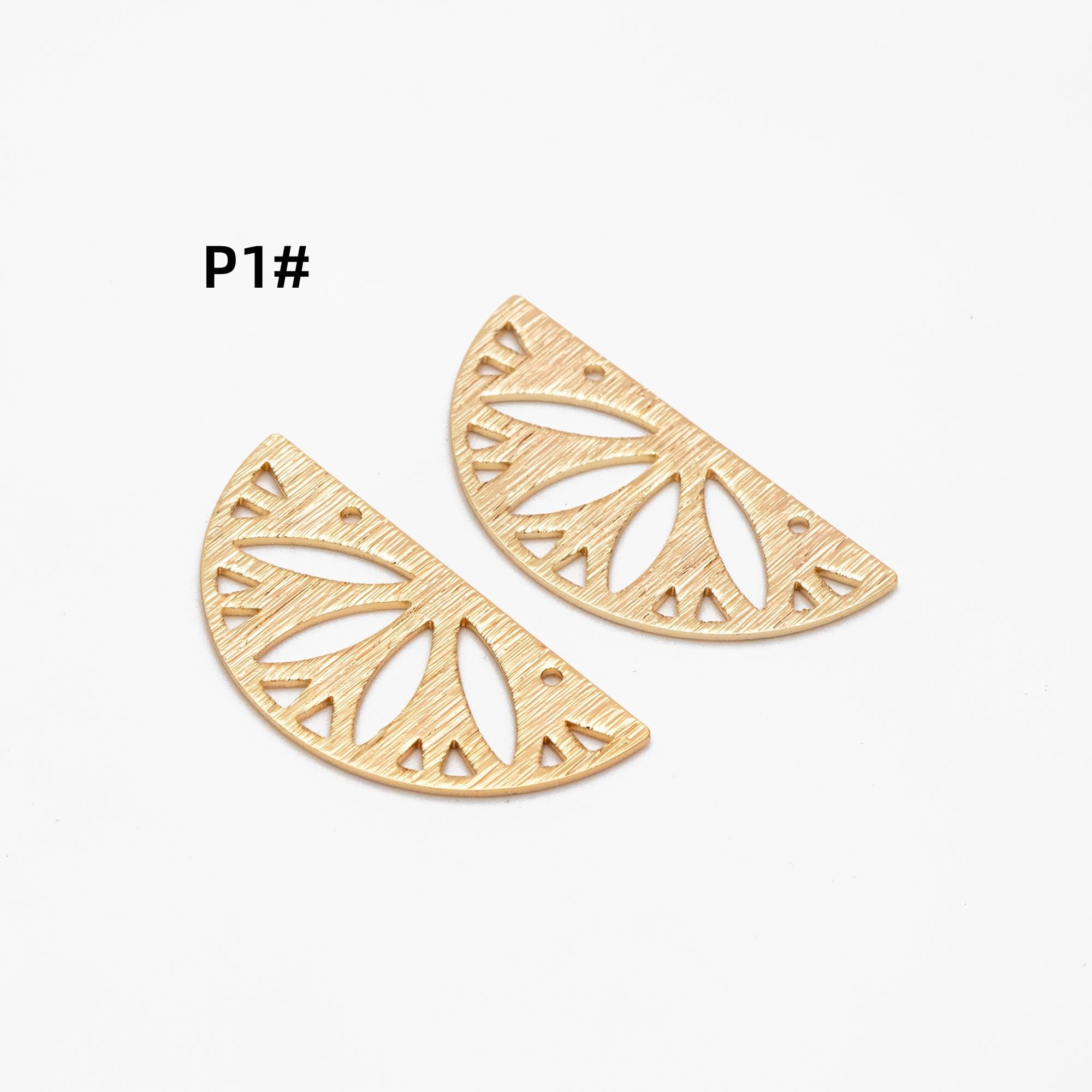 10pcs Gold/ Silver Brushed Geometric Charm Connectors, 18K Gold/ Rhodium Plated Brass Earring Findings (GB-3817)