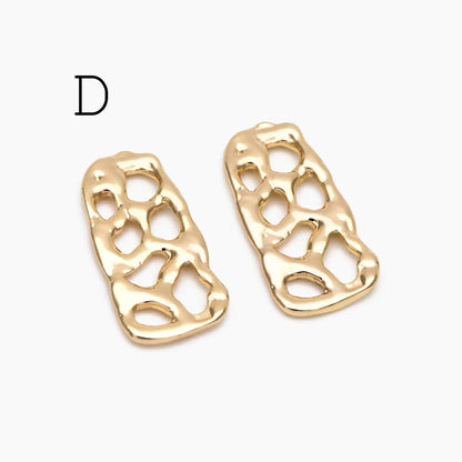 10pcs Gold Hammered Geometric Charms, 18K Gold plated Brass Rustic Pendants (GB-2977)