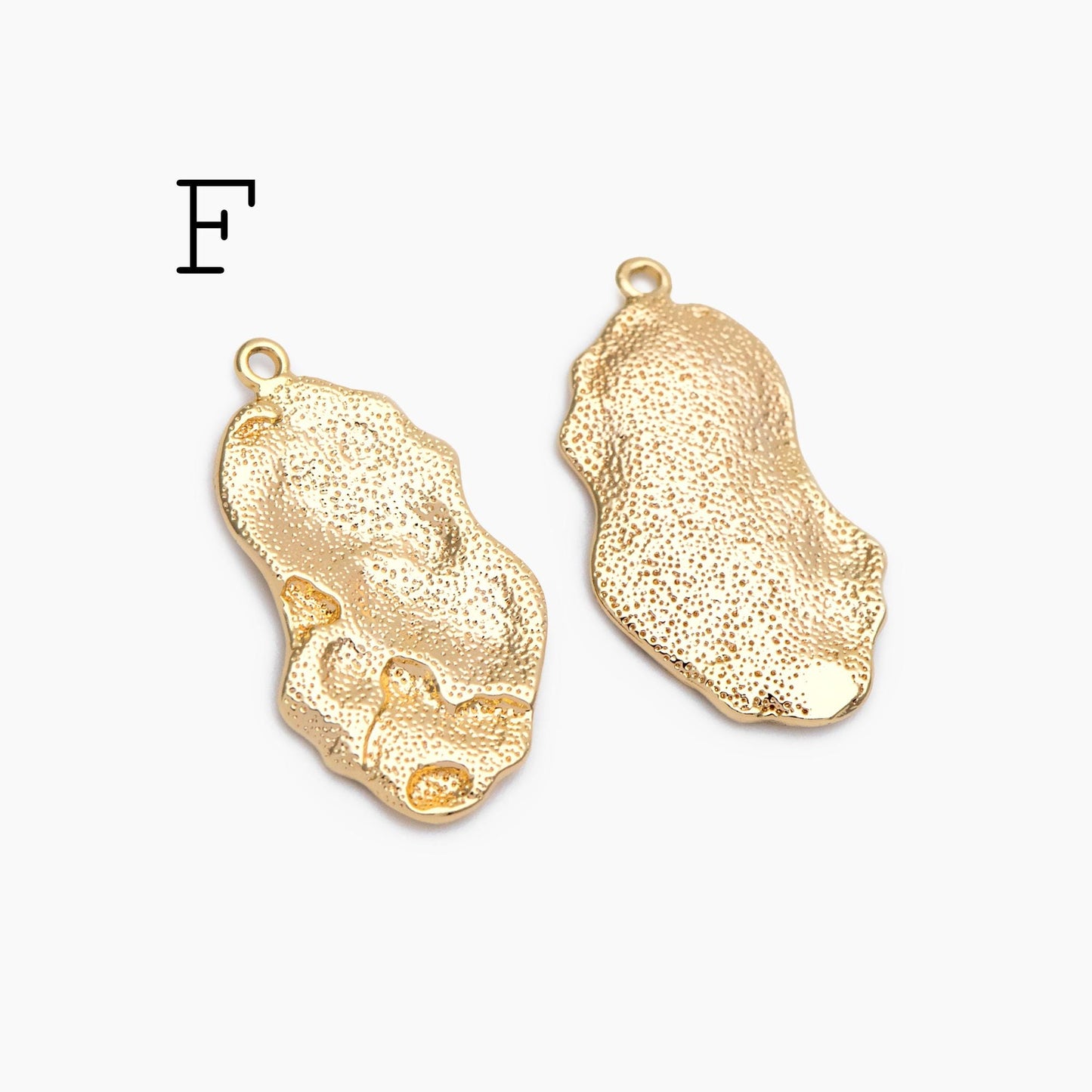 10pcs Gold Hammered Geometric Charms, 18K Gold plated Brass Rustic Pendants (GB-2977)