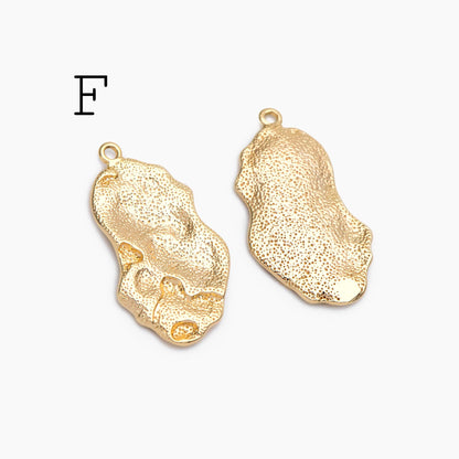 10pcs Gold Hammered Geometric Charms, 18K Gold plated Brass Rustic Pendants (GB-2977)