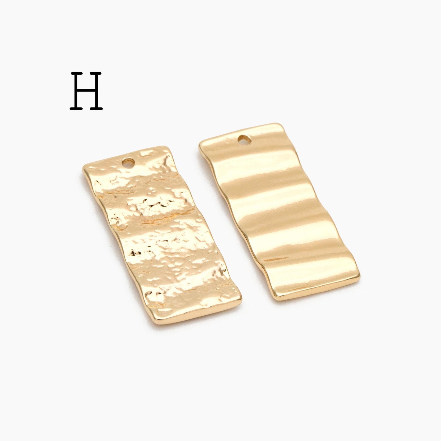 10pcs Gold Hammered Geometric Charms, 18K Gold plated Brass Rustic Pendants (GB-2977)