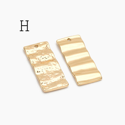 10pcs Gold Hammered Geometric Charms, 18K Gold plated Brass Rustic Pendants (GB-2977)