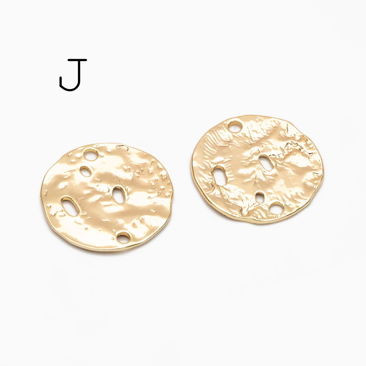 10pcs Gold Hammered Geometric Charms, 18K Gold plated Brass Rustic Pendants (GB-2977)