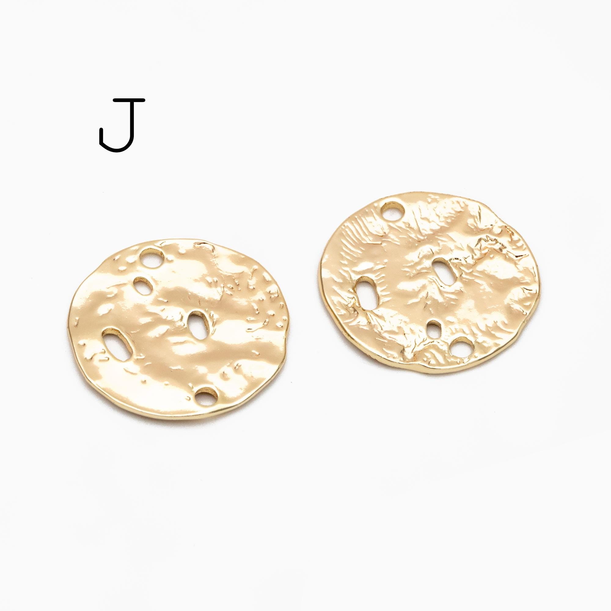 10pcs Gold Hammered Geometric Charms, 18K Gold plated Brass Rustic Pendants (GB-2977)