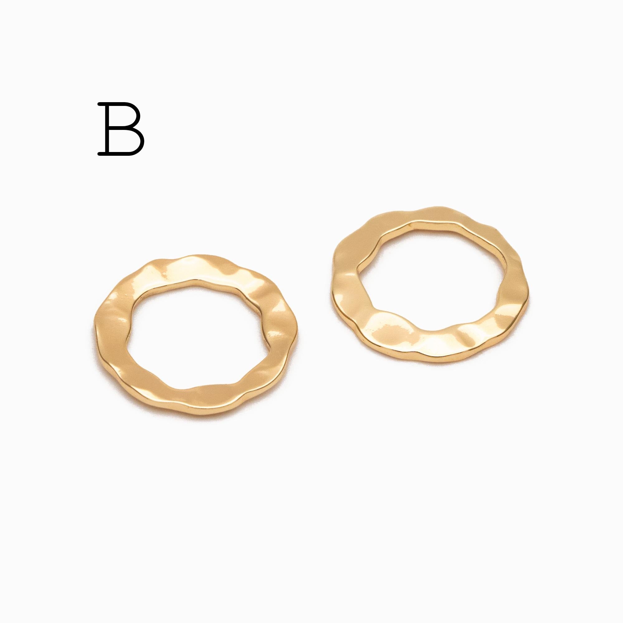 10pcs Gold/ Silver Tone Hammered Geometric Charms , Gold/ Rhodium plated Brass, Polished Earring Pendants (GB-402)