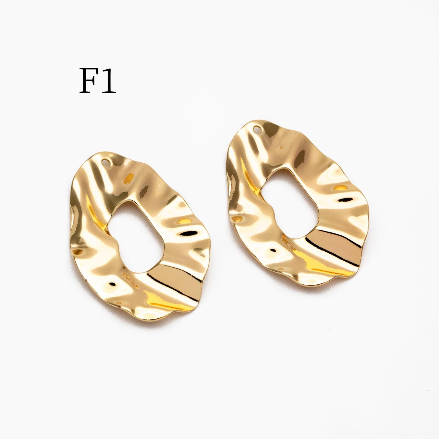 10pcs Gold/ Silver Tone Hammered Geometric Charms , Gold/ Rhodium plated Brass, Polished Earring Pendants (GB-402)