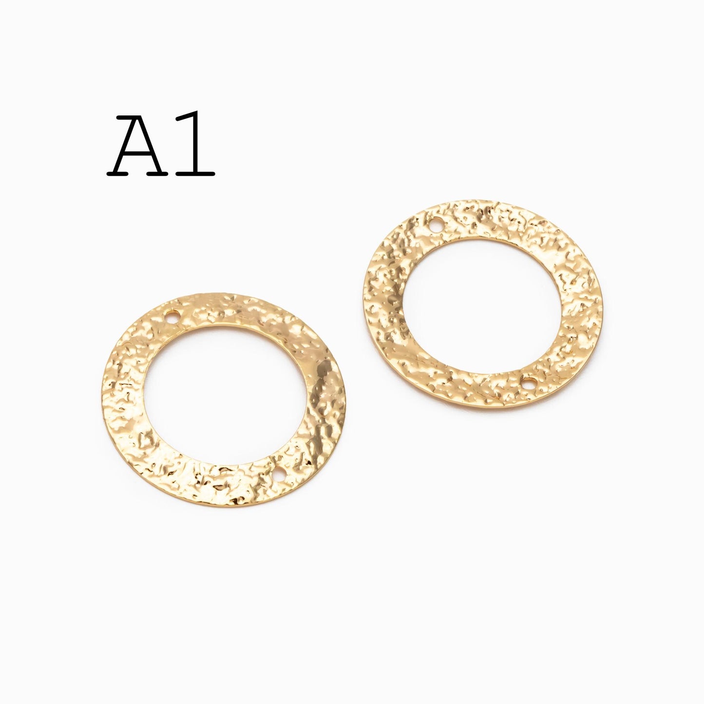 10pcs Gold/ Silver Tone Hammered Charm Connectors, Gold/ Rhodium plated Brass, Rustic Geometric Pendents (GB-1422)