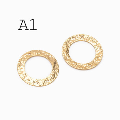 10pcs Gold/ Silver Tone Hammered Charm Connectors, Gold/ Rhodium plated Brass, Rustic Geometric Pendents (GB-1422)