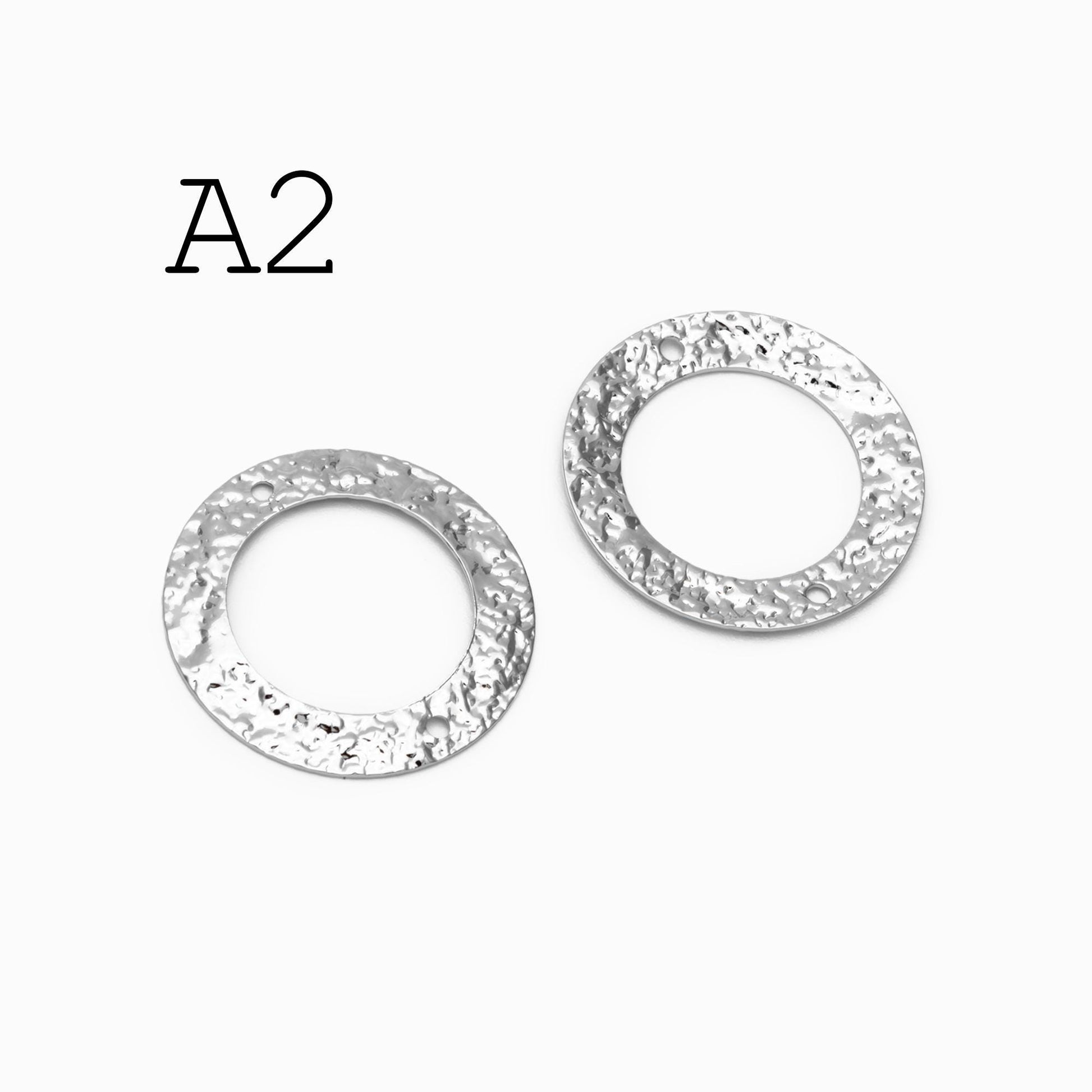 10pcs Gold/ Silver Tone Hammered Charm Connectors, Gold/ Rhodium plated Brass, Rustic Geometric Pendents (GB-1422)