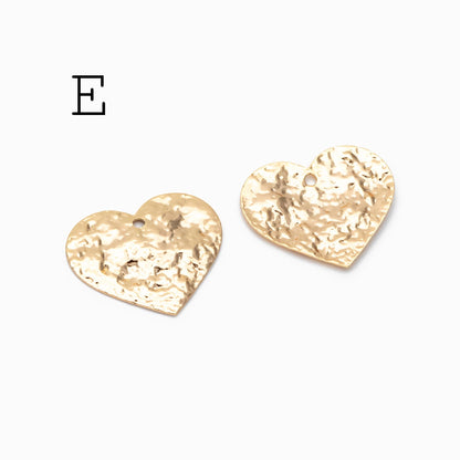 10pcs Gold/ Silver Tone Hammered Charm Connectors, Gold/ Rhodium plated Brass, Rustic Geometric Pendents (GB-1422)