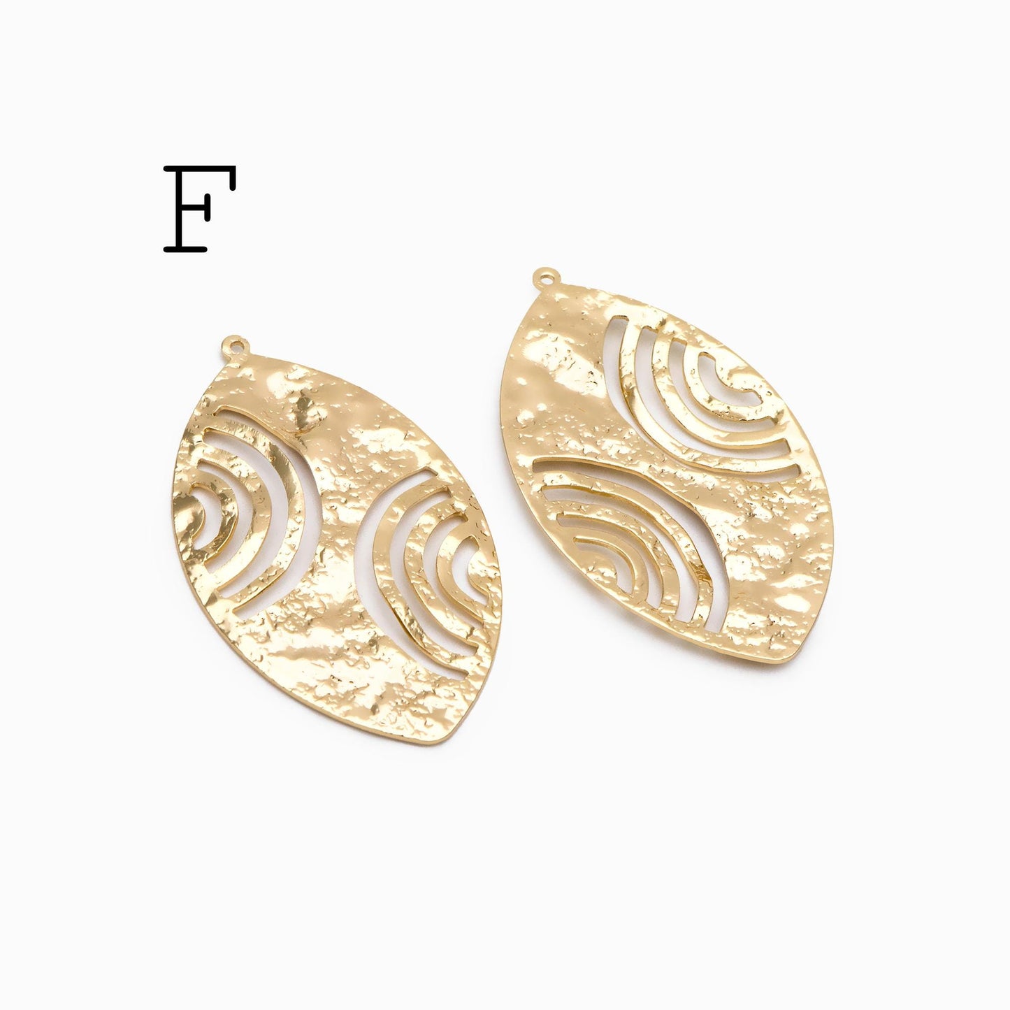 10pcs Gold/ Silver Tone Hammered Charm Connectors, Gold/ Rhodium plated Brass, Rustic Geometric Pendents (GB-1422)