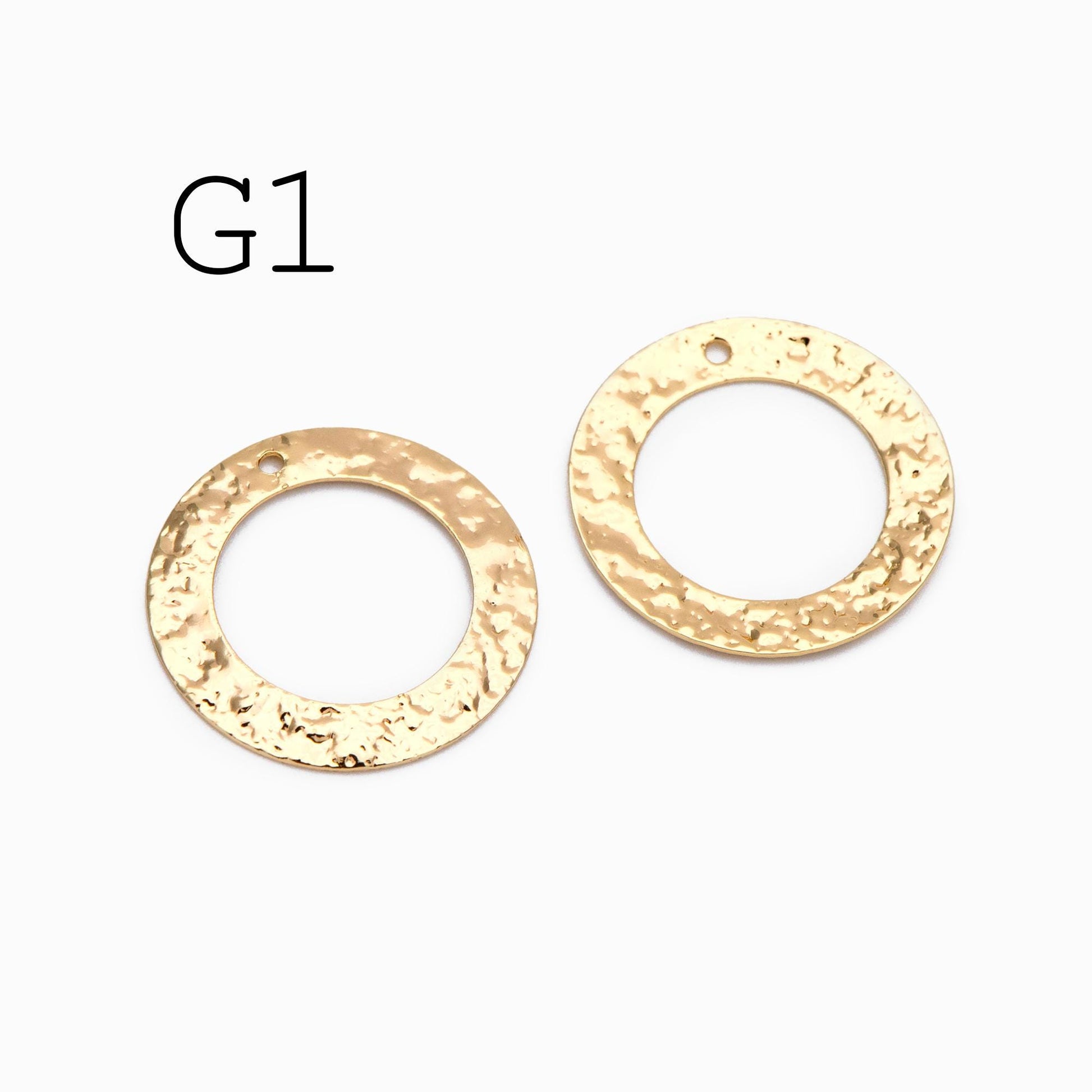 10pcs Gold/ Silver Tone Hammered Charm Connectors, Gold/ Rhodium plated Brass, Rustic Geometric Pendents (GB-1422)